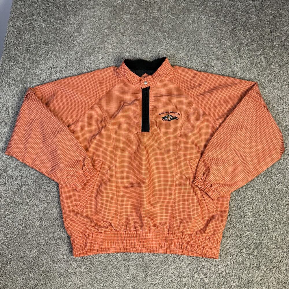 Vintage Descente golf Jacket Mens L Orange Windbreaker Convertible 1/4 Zip